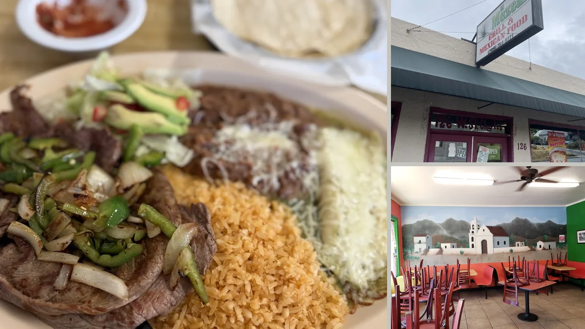 Mexican restaurant interior with warm, quiet seating.